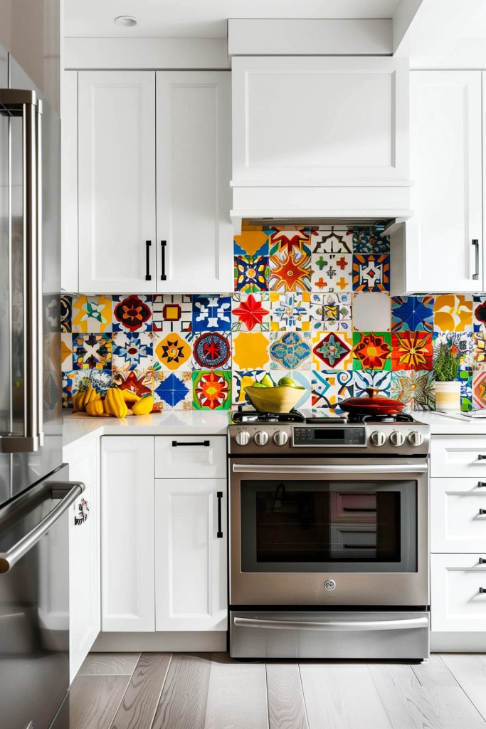 Creative white kitchen cabinets featuring a chalkboard pantry door for notes and grocery lists.
