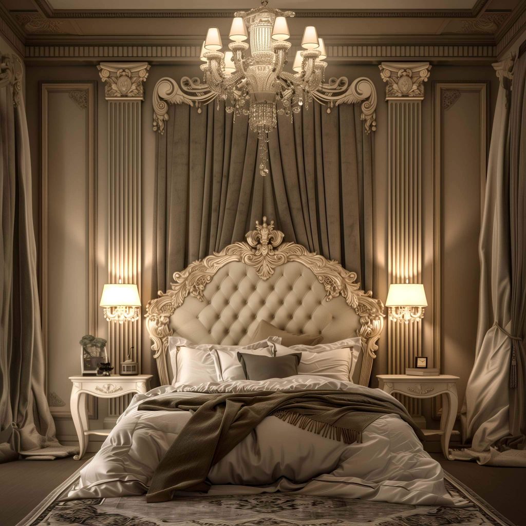 luxurious bedroom with a beautiful bed