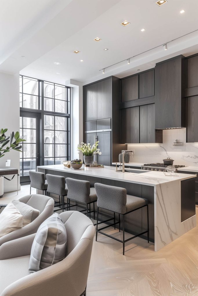 Spacious open-plan kitchen blending with living areas.