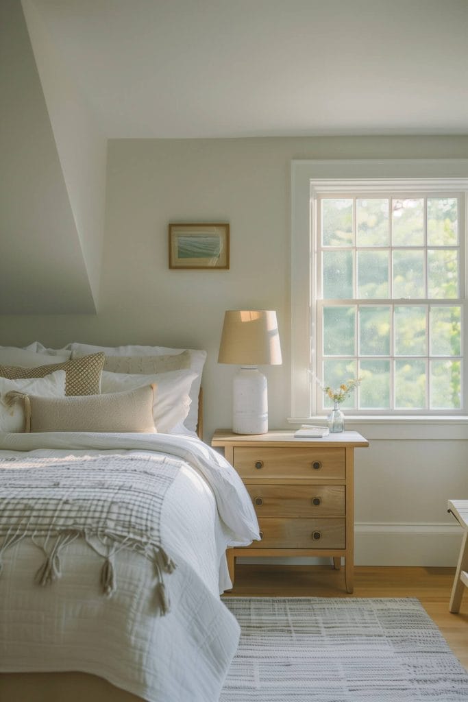 Farmhouse-style table lamps providing warm, inviting lighting in a bedroom.