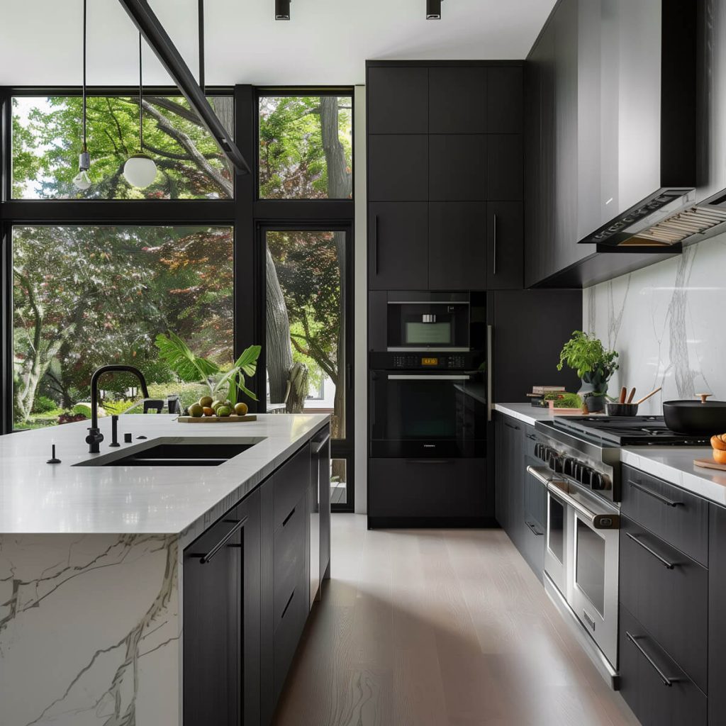 Modern kitchen equipped with high-tech voice-controlled appliances.