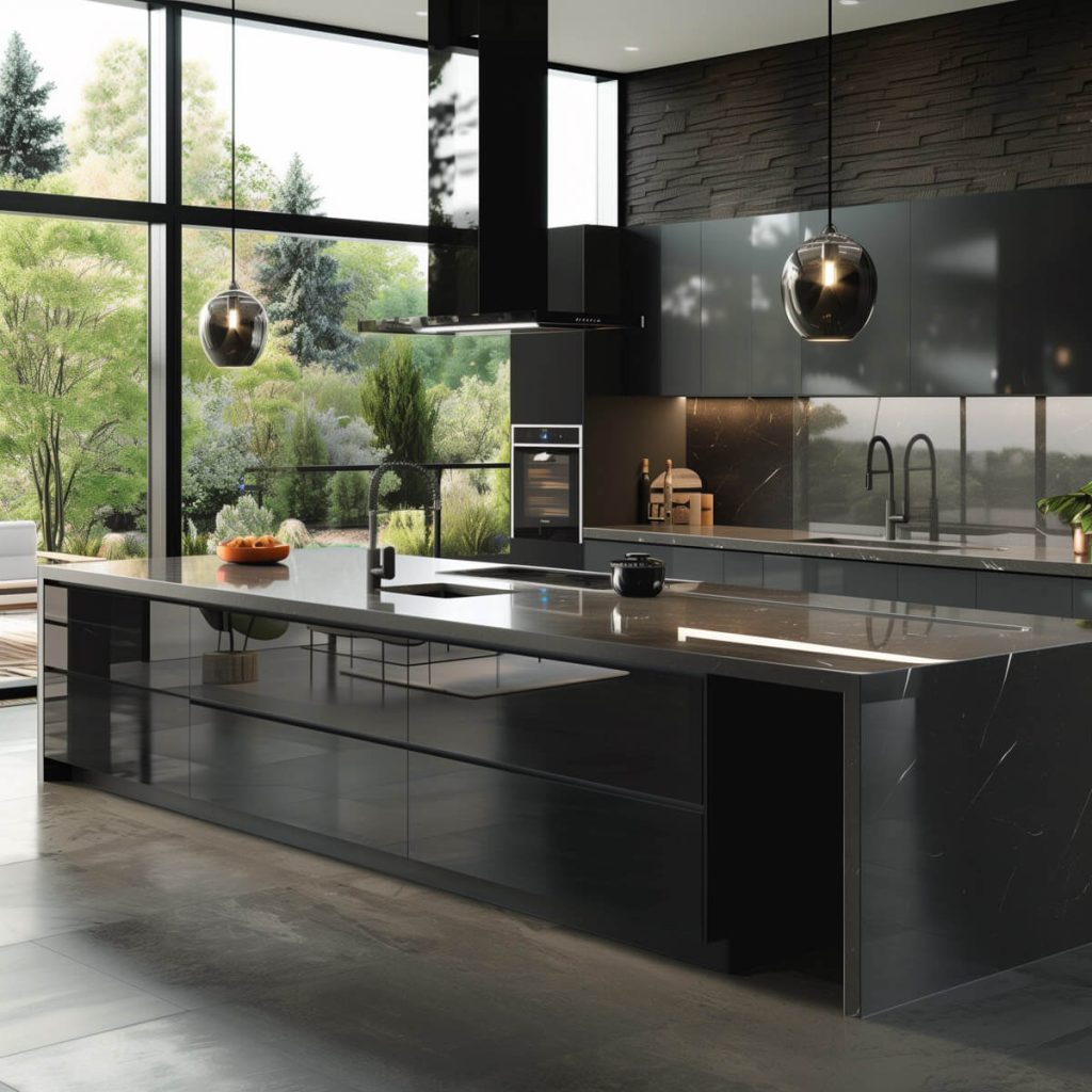 Modern kitchen equipped with high-tech voice-controlled appliances.