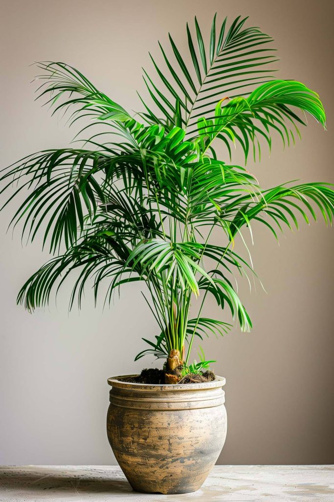 Ultra-realistic photograph of a Parlor Palm with elegant fronds in a stylish indoor setting.