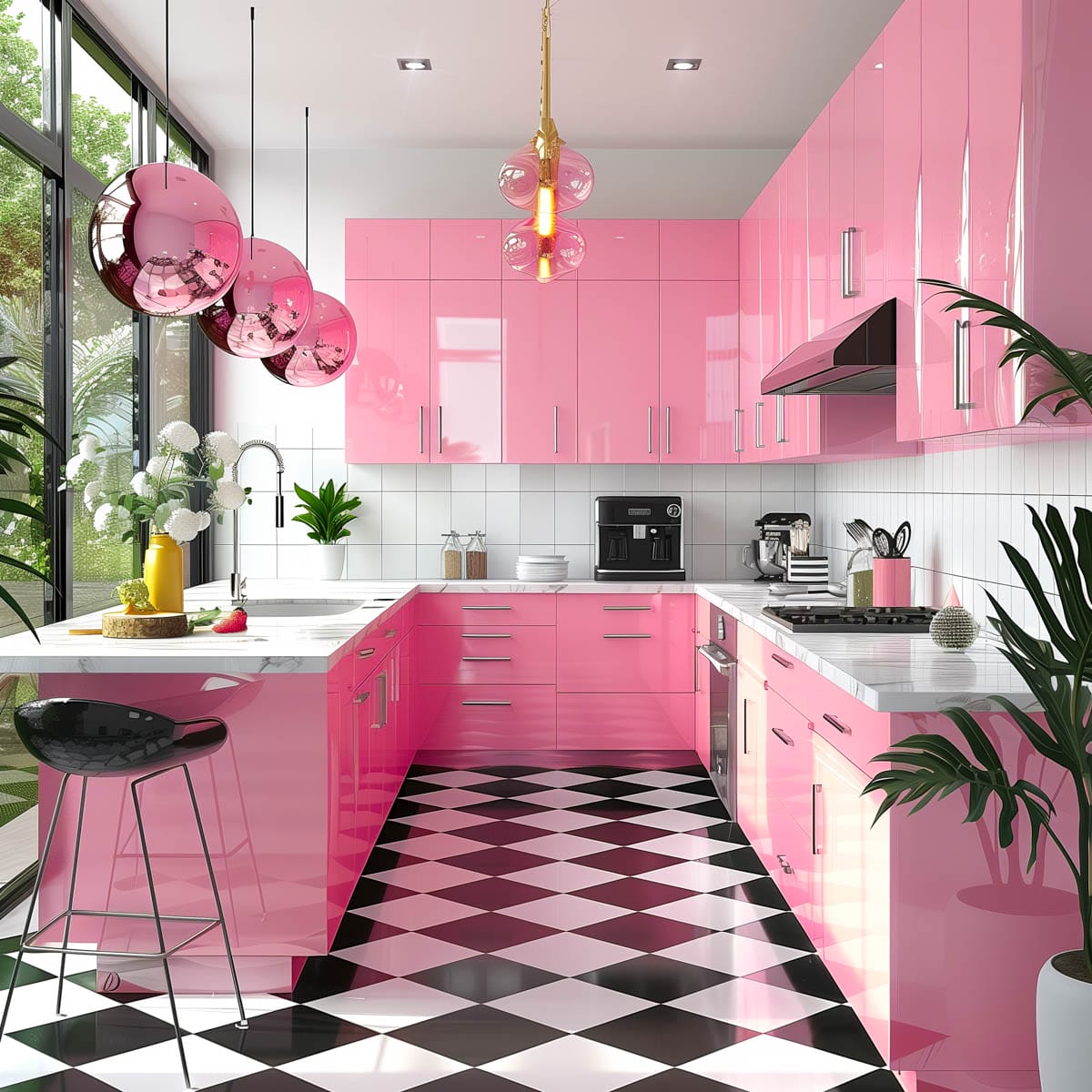 50+ Retro Pink Kitchen Design Ideas - Living Chic