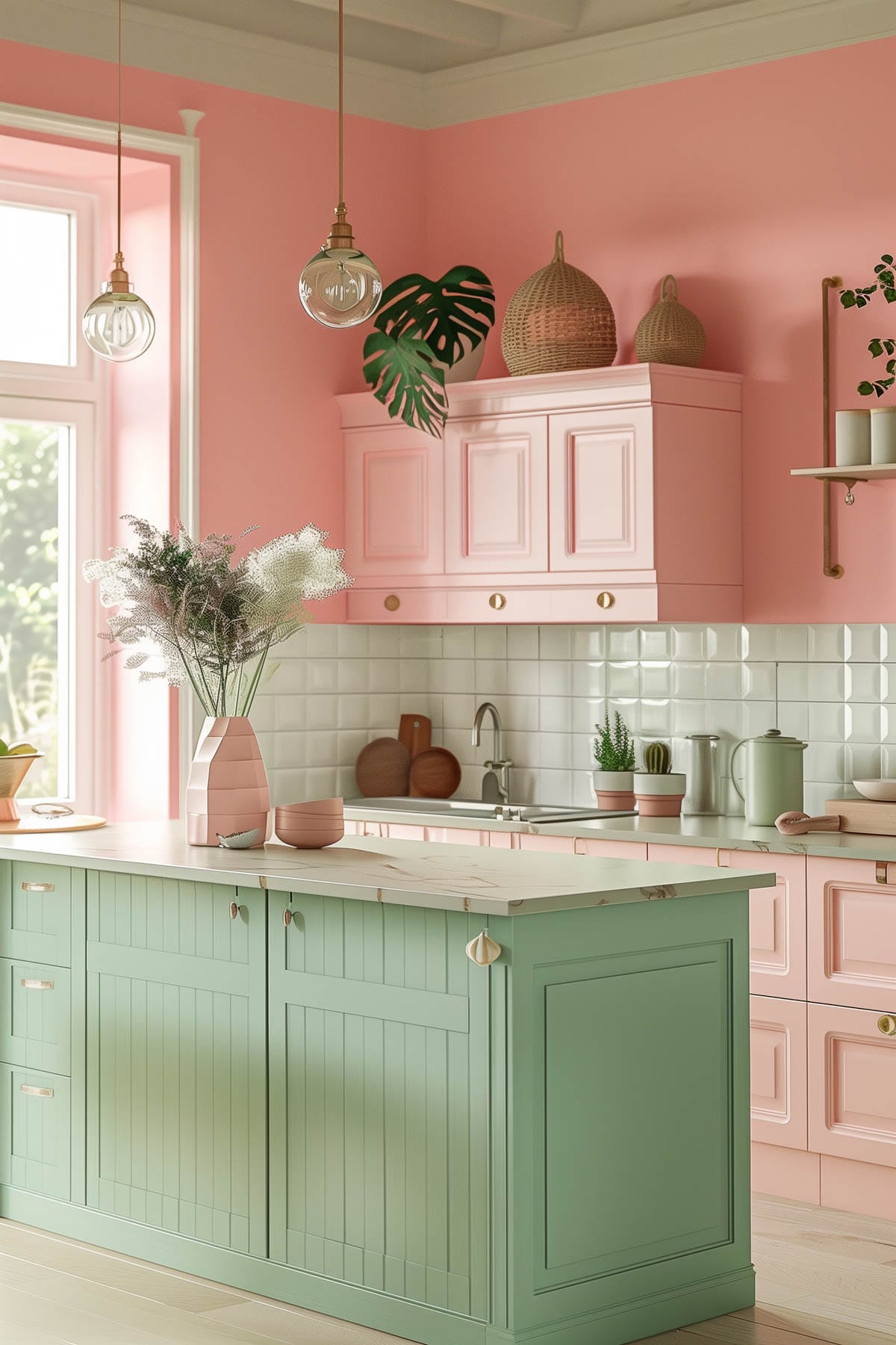50+ Retro Pink Kitchen Design Ideas - Living Chic