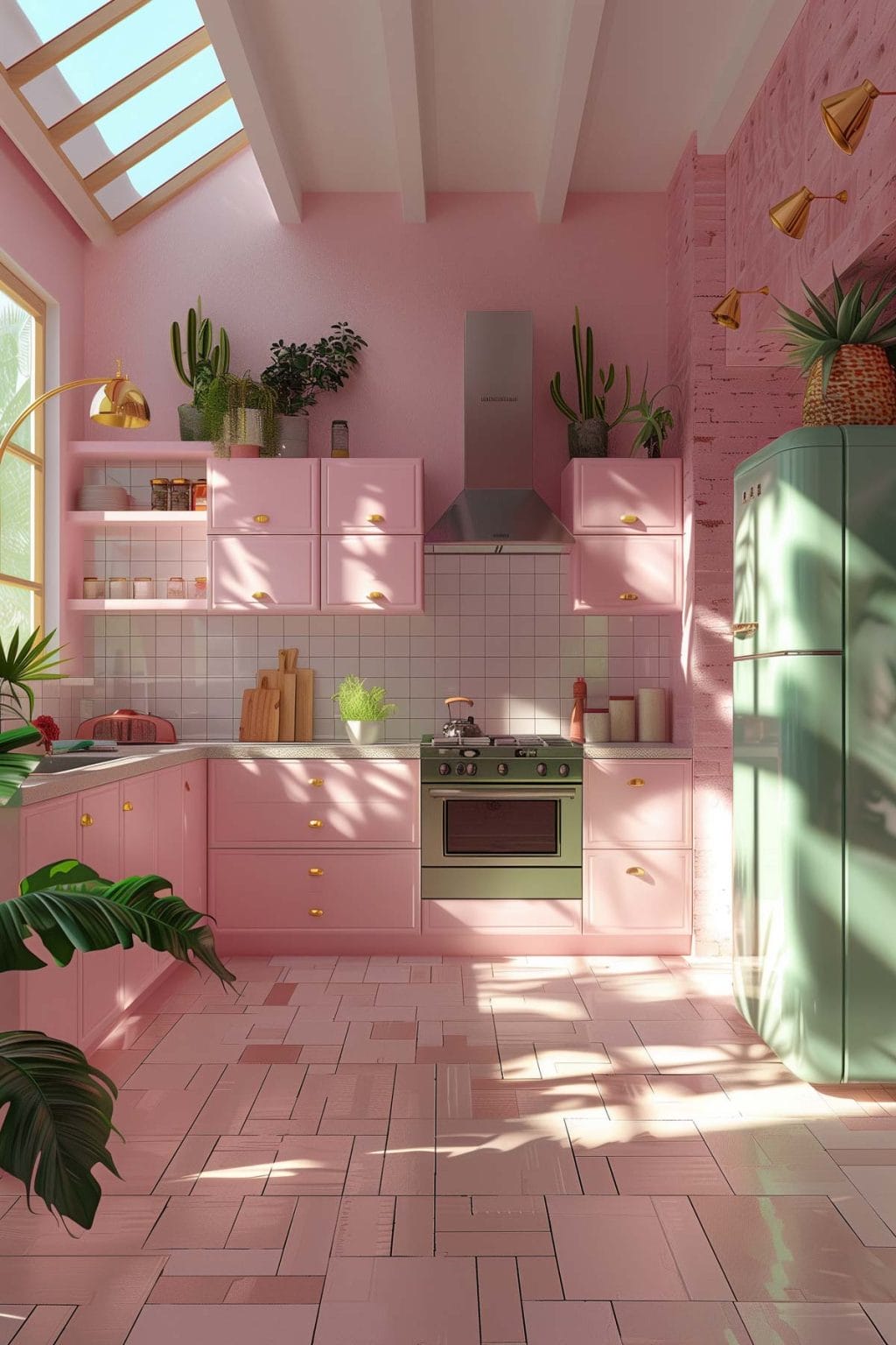 30+ Beautiful Pastel Dream Retro Pink Kitchen Ideas - Living Chic