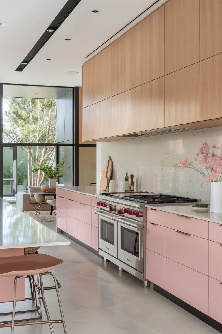 40+ Retro Pink Mid-Century Modern Chic Kitchen Ideas - Living Chic