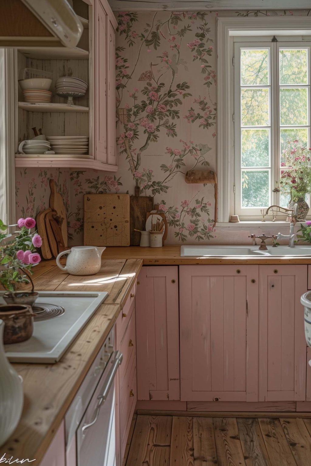 20+ Country Charm Retro Pink Kitchen Ideas - Living Chic