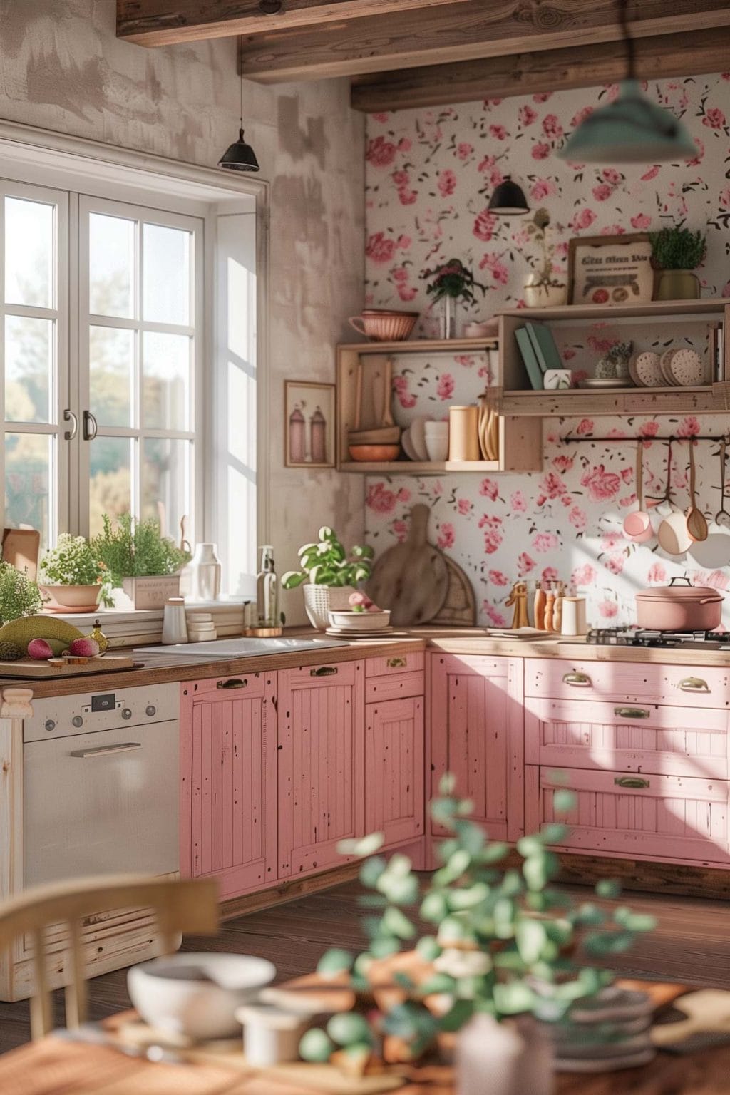 20+ Country Charm Retro Pink Kitchen Ideas - Living Chic