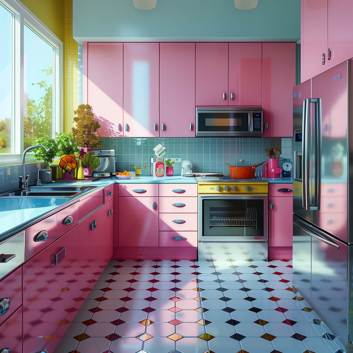 40+ Atomic Age Retro Pink Kitchen Ideas - Living Chic