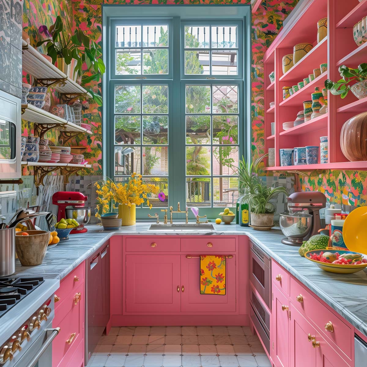 50+ Inspiring Ideas for an Eclectic Retro Pink Kitchen - Living Chic