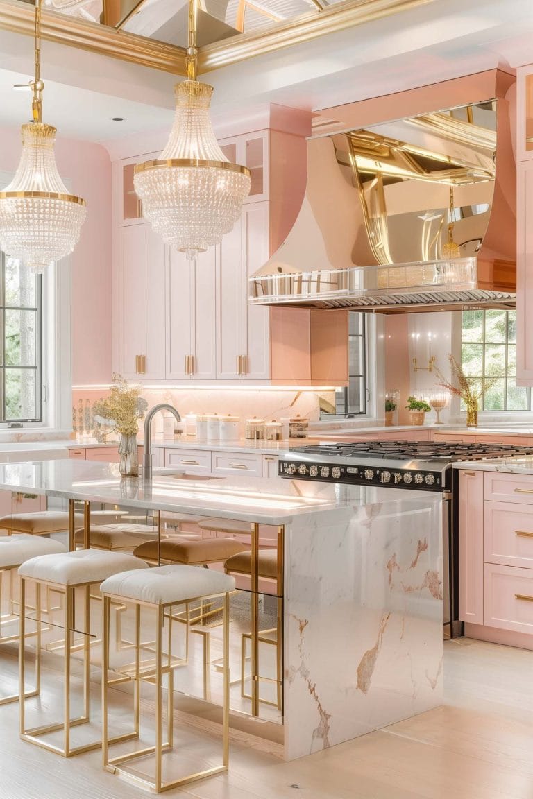 40+ Hollywood Glam Retro Pink Kitchen Ideas