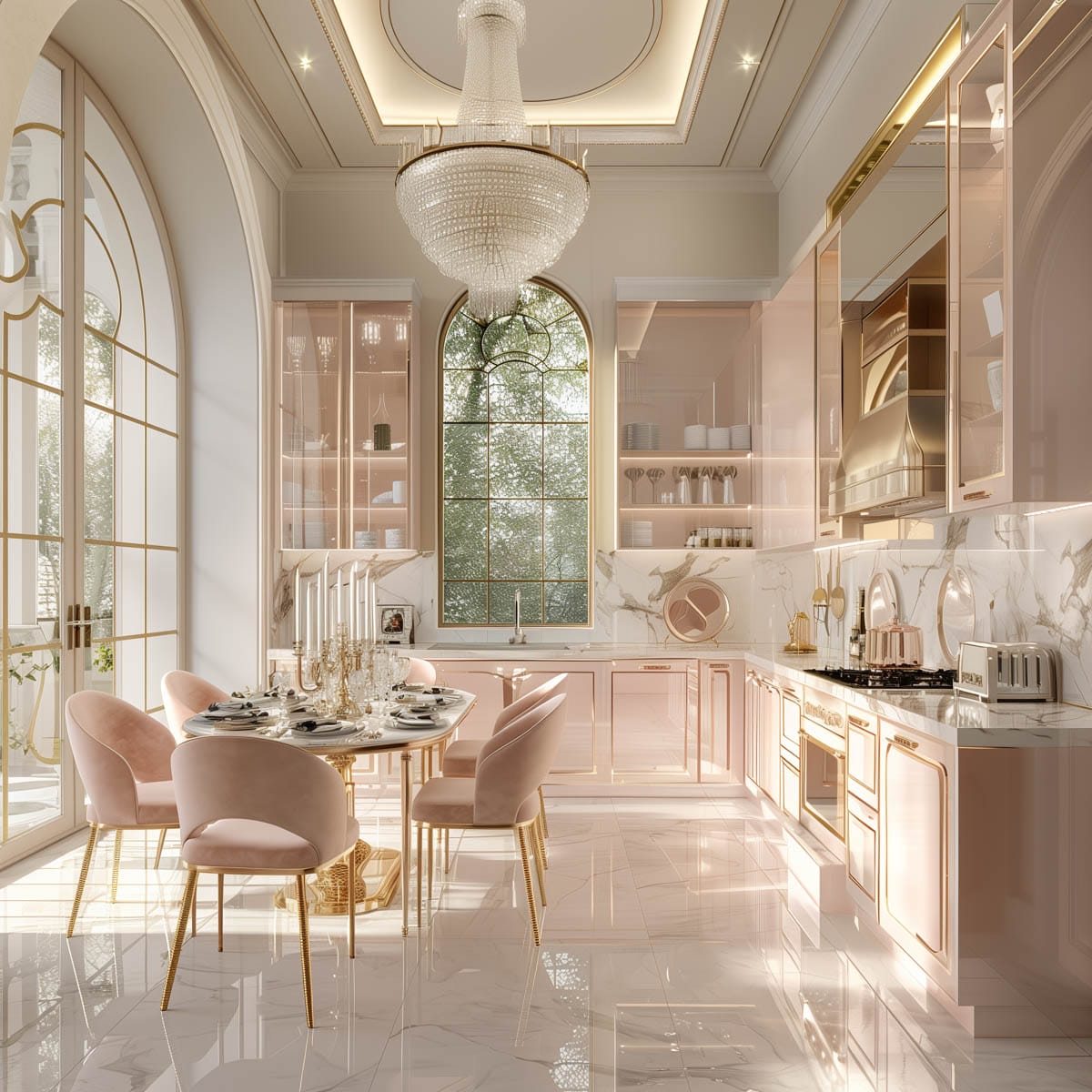 40+ Hollywood Glam Retro Pink Kitchen Ideas - Living Chic