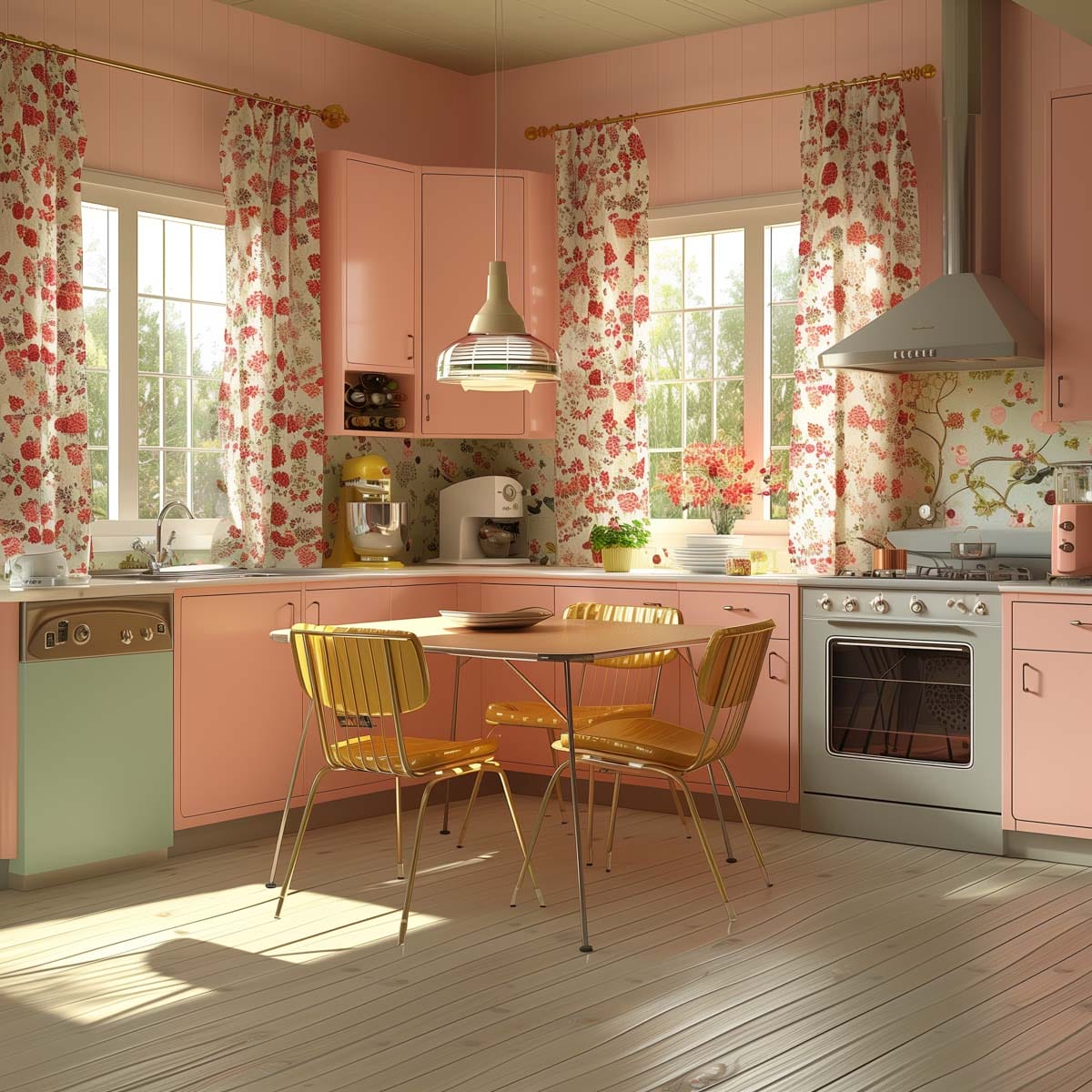 15 Charming Suburban Classic Retro Pink Kitchen Inspirations - Living Chic