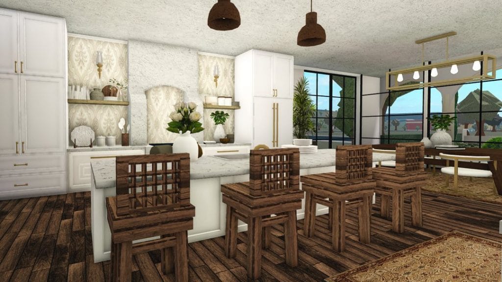 Mediterranean-style kitchen with warm tones, textured walls, and wooden accents.