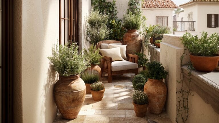 Mediterranean Balcony Decor Ideas with Terracotta Pots and Rustic Charm